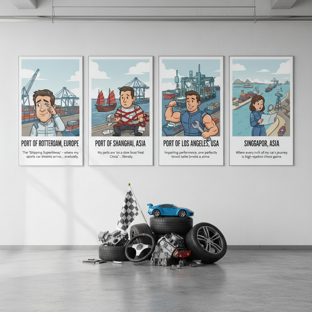 四大港口的插圖，每個港口的特色與位置